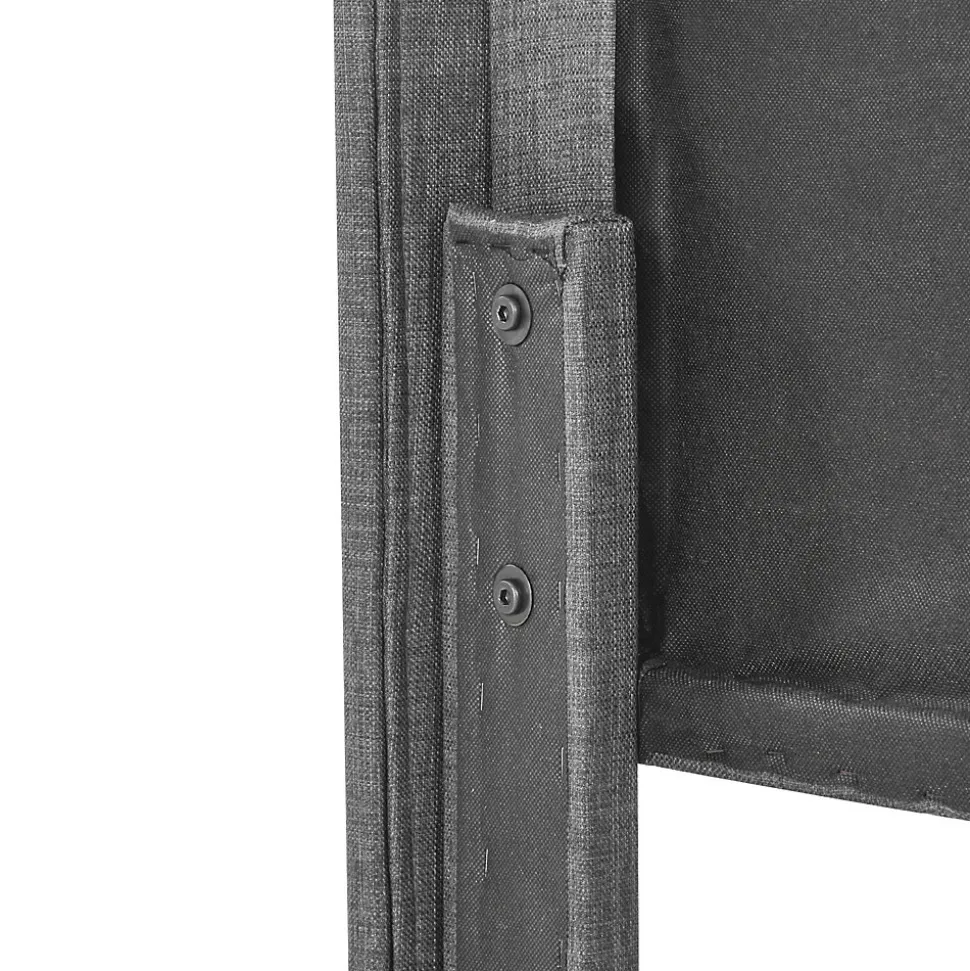 Lit simple 90x200 cm - Lit adulte capitonné avec sommier à lattes - Lin - Sans Matelas - Gris