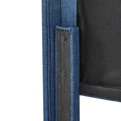 Lit simple 90x200 cm - Lit adulte capitonné avec sommier à lattes - Lin - Sans Matelas - Bleu