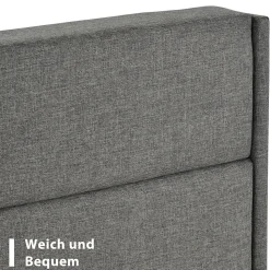 Lit simple 90x200 cm - Lit adulte capitonné avec tête de lit - Lin - Sans Matelas - Gris Foncé