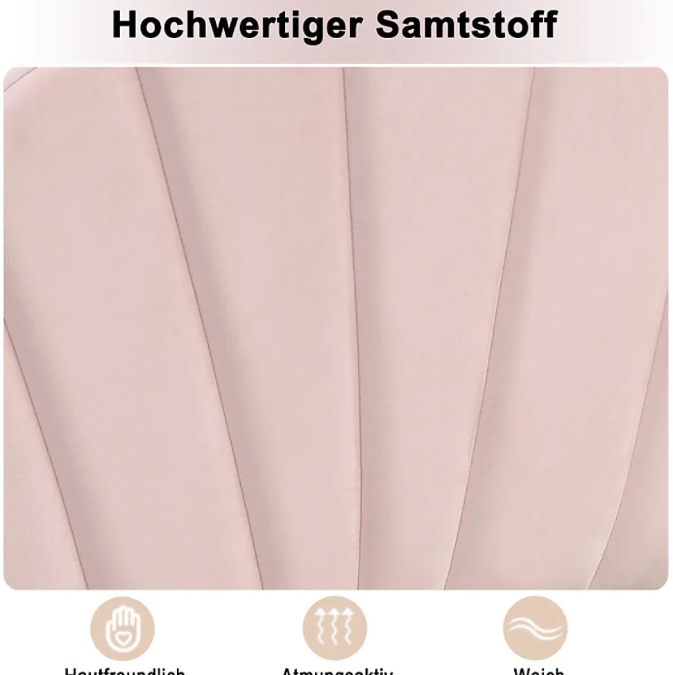 Lit Simple 90x200 cm - Lit Capitonné en Velours avec Tête de Lit Coquillage et Banquette de Rangement - Sans Matelas - Rose