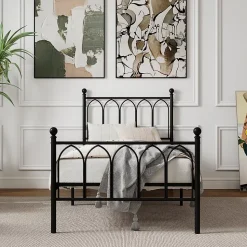 Lit Simple 90x200 cm - Lit en Métal Noir pour Chambre ou Studio - Robuste et Facile à Monter - Sans Matelas