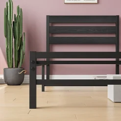 Lit Simple 90x200 cm - Lit en Métal Noir Contemporain et Durable pour Chambre Ado - Sans Matelas