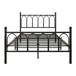 Lit Simple 120x200 cm - Lit Métal Ado Vintage avec LED et Ports USB, Barres Acier Renforcées, Sans Matelas - Métal Noir