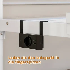 Lit Simple 120x200 cm - Lit Métal Ado Vintage avec LED et Ports USB, Barres Acier Renforcées, Sans Matelas - Métal Blanc