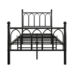 Lit Simple 90x200 cm - Lit Métal Ado avec Éclairage LED et Ports USB, Barres Acier Renforcées, Sans Matelas - Métal Noir