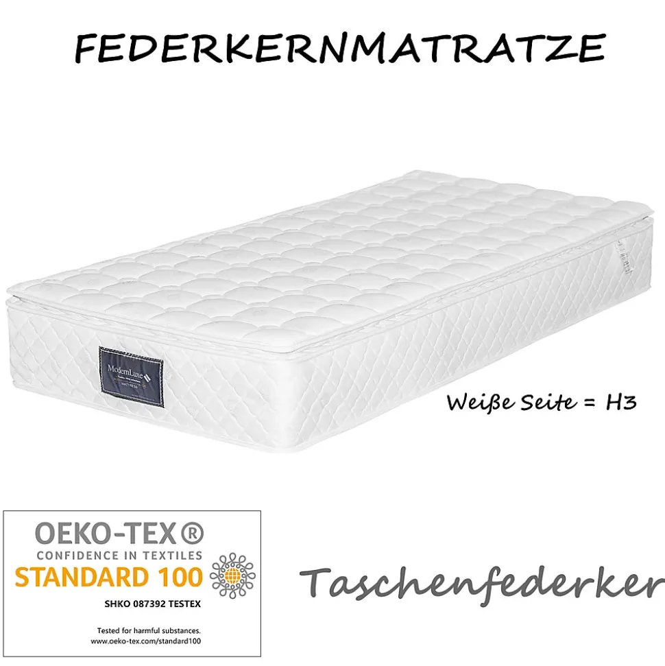 Lit simple 90x200 cm - Lit rembourré avec tête de lit capitonnée - Lin - Matelas Inclus - Gris-Beige