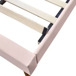 Lit Simple 90x200 cm - Lit Rembourré ado - Velours - Sans Matelas - Rose