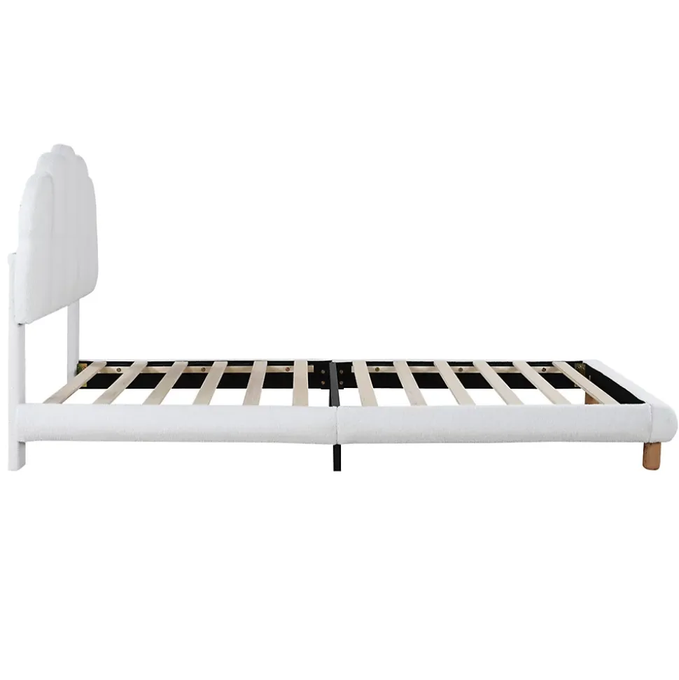 Lit simple 90x200 cm avec tête de lit, sommier en bois, cadre plateforme, pour enfant, blanc