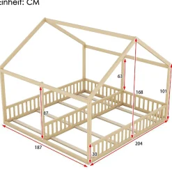 Lit simple 90X200 Lit plat Modèle d'appartement Couleur naturelle Blackcolors
