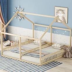 Lit simple 90X200 Lit plat Modèle d'appartement Couleur naturelle Blackcolors