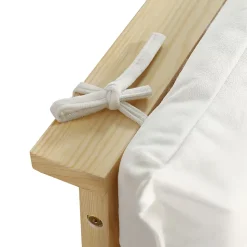 Lit simple 90x200cm - tête de lit rembourrée amovible - bois massif + éponge + contreplaqué - Naturel (matelas non inclus)