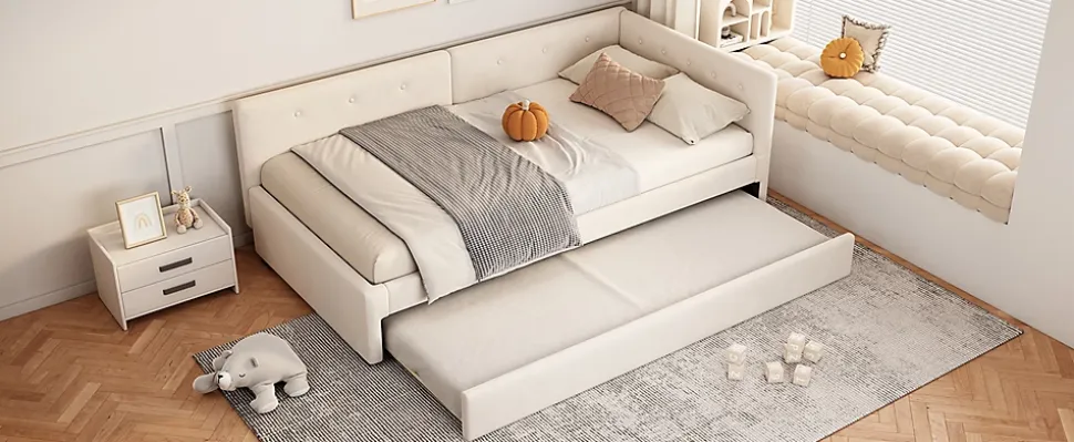 Lit Simple 90x200cm, Canapé-Lit avec Lit Escamotable, Minimalisme, Gris