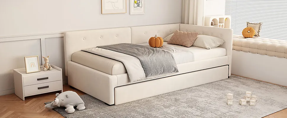 Lit Simple 90x200cm, Canapé-Lit avec Lit Escamotable, Minimalisme, Gris