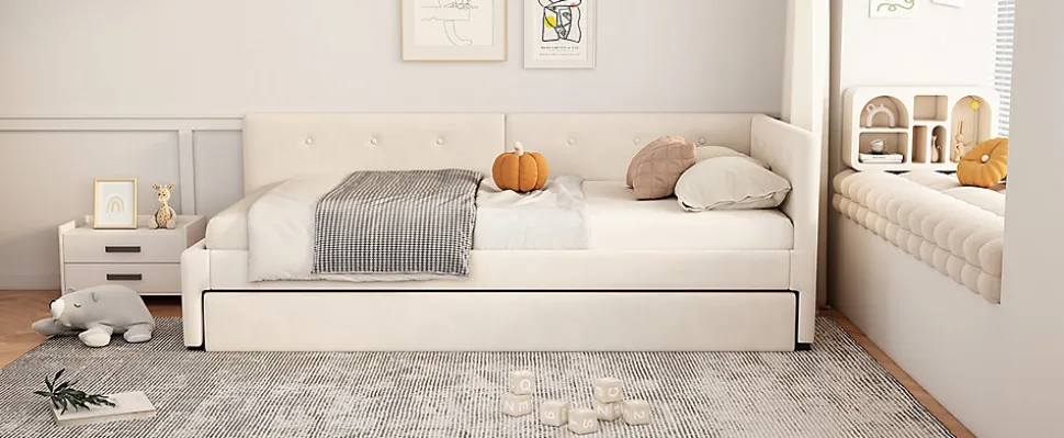 Lit Simple 90x200cm, Canapé-Lit avec Lit Escamotable, Minimalisme, Gris