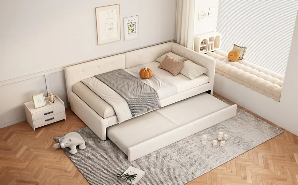 Lit Simple 90x200cm, Canapé-Lit avec Lit Escamotable, Minimalisme, Gris