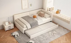 Lit Simple 90x200cm, Canapé-Lit avec Lit Escamotable, Minimalisme, Gris