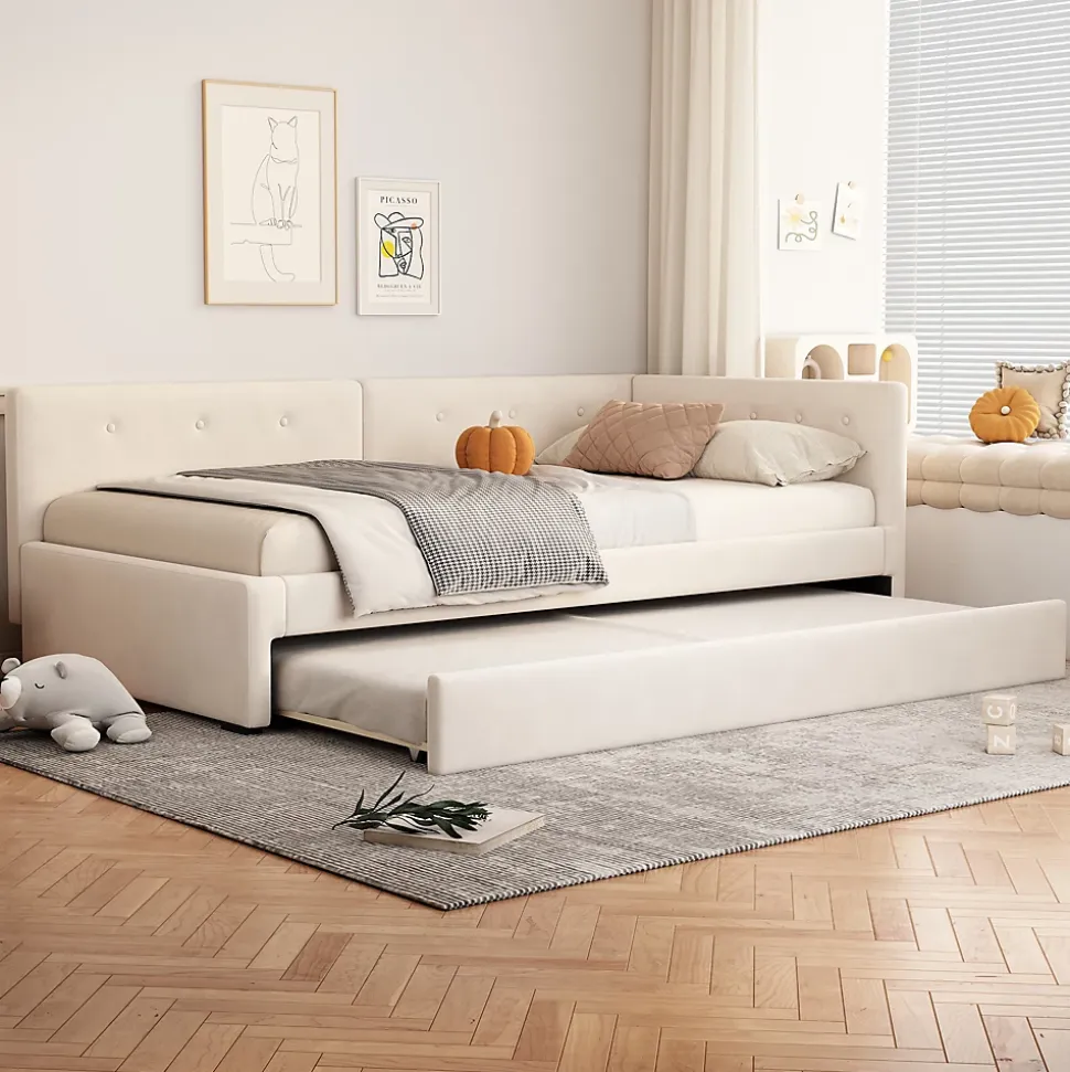 Lit Simple 90x200cm, Canapé-Lit avec Lit Escamotable, Minimalisme, Gris