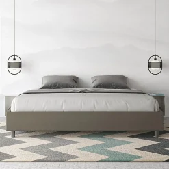 Lit sommier avec sommier capitonné 180x210 cappuccino simili cuir Azelia