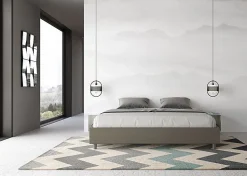 Lit sommier avec sommier capitonné 180x210 cappuccino simili cuir Azelia