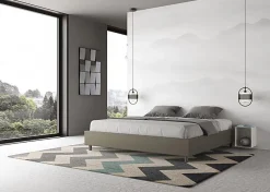 Lit sommier avec sommier capitonné 180x210 cappuccino simili cuir Azelia