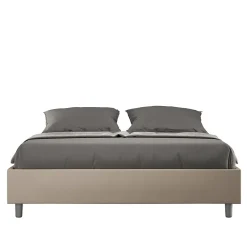 Lit Sommier avec sommier capitonné 160x200 Azelia simili cuir gris tourterelle