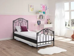 Lit sommier d'appoint pliant 90 x 190 cm - Métal - Blanc - ADONIS II