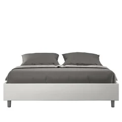 Lit Sommier sans sommier capitonné 160x200 simili cuir Azelia blanc