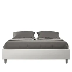 Lit Sommier sans sommier capitonné 160x200 simili cuir Azelia blanc