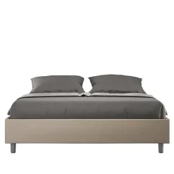 Lit Sommier sans sommier capitonné 160x200 Azelia simili cuir gris tourterelle