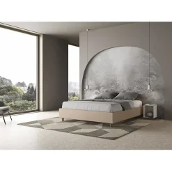 Lit Sommier sans sommier capitonné 160x200 Azelia simili cuir gris tourterelle