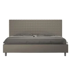 Lit Sunny cappuccino en similicuir avec sommier rembourré 200x200