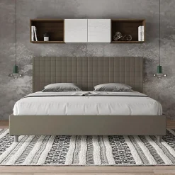 Lit Sunny cappuccino en similicuir avec sommier rembourré 200x200