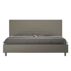 Lit Sunny cappuccino en similicuir avec sommier tapissé 200x210