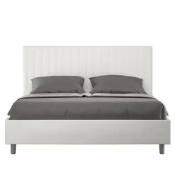 Lit Sunny en simili cuir blanc avec sommier tapissé 160x200