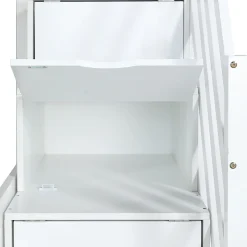 Lit superposé avec échelle, toboggan, fenêtres, sécurité, cadre bois, blanc, 90x200cm