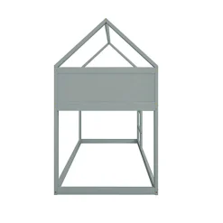 Lit superposé bas 90x200 cm en bois massif avec échelle pour enfant coloris gris