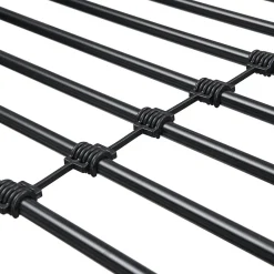 Lit superposé en métal, adapté enfants et ados, avec lit gigogne, 4 barrières, noir, 90x200cm, 90x190cm