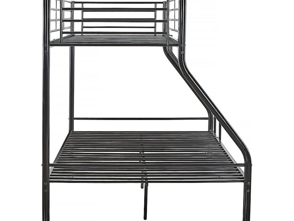 Lit superposé en métal "Leo" Sommiers inclus - 90/140 x 190 cm - Noir