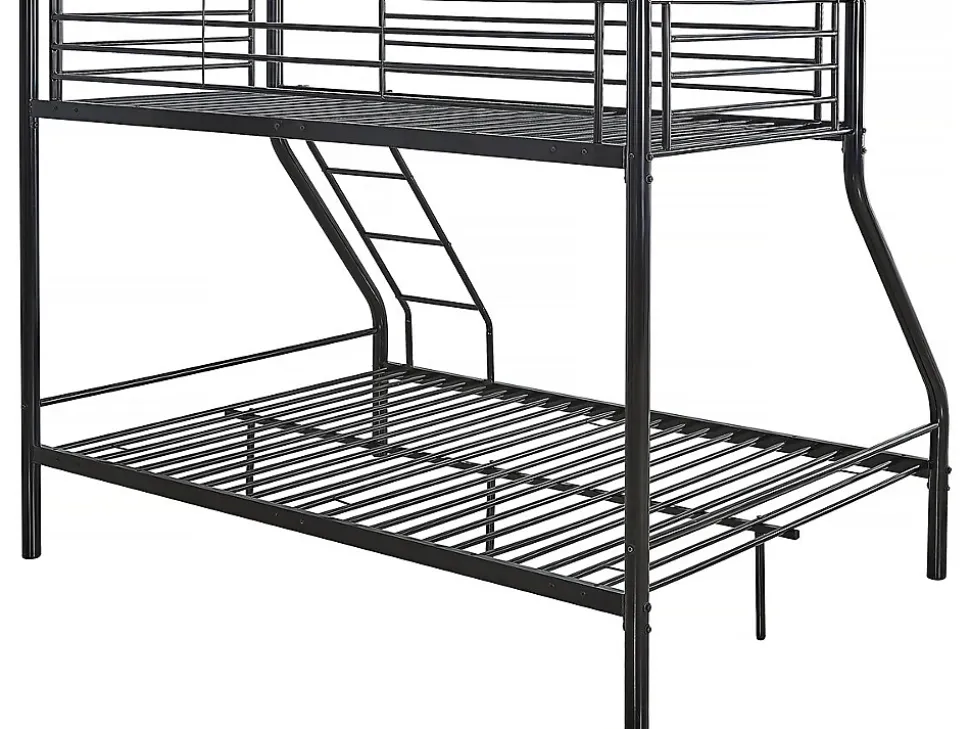 Lit superposé en métal "Leo" Sommiers inclus - 90/140 x 190 cm - Noir