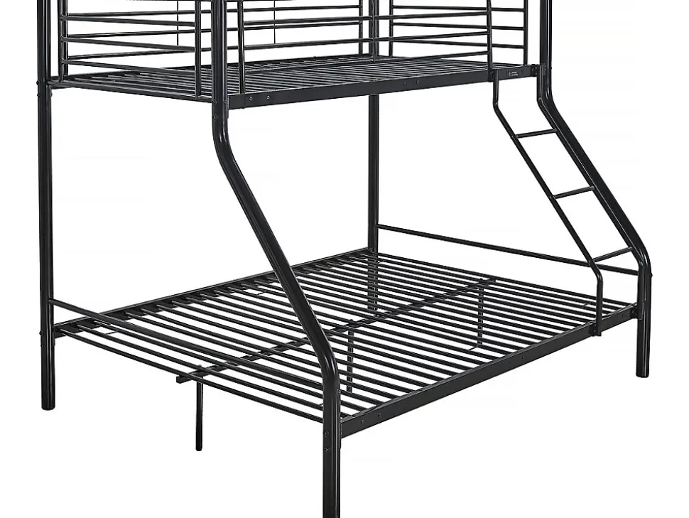 Lit superposé en métal "Leo" Sommiers inclus - 90/140 x 190 cm - Noir