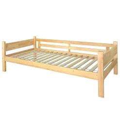 Lit superposé enfant, 2 lits simples, cadre pin massif, montage facile, naturel, 90x200 cm