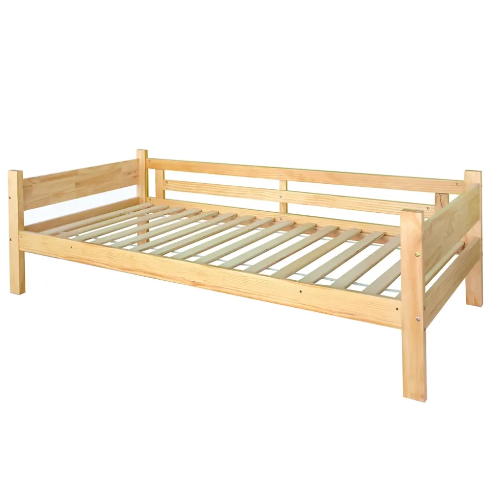 Lit superposé enfant, 2 lits simples, cadre pin massif, montage facile, naturel, 90x200 cm