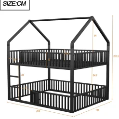 Lit superposé enfant 140 par 200 métal lit double familial mezzanine avec échelle porte ouvrante lit inférieur noir