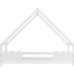 Lit Superposé enfant 90x200 cm - Lit Simple en Bois Massif de Pin, Capacité 120 kg, Sans Matelas, Blanc