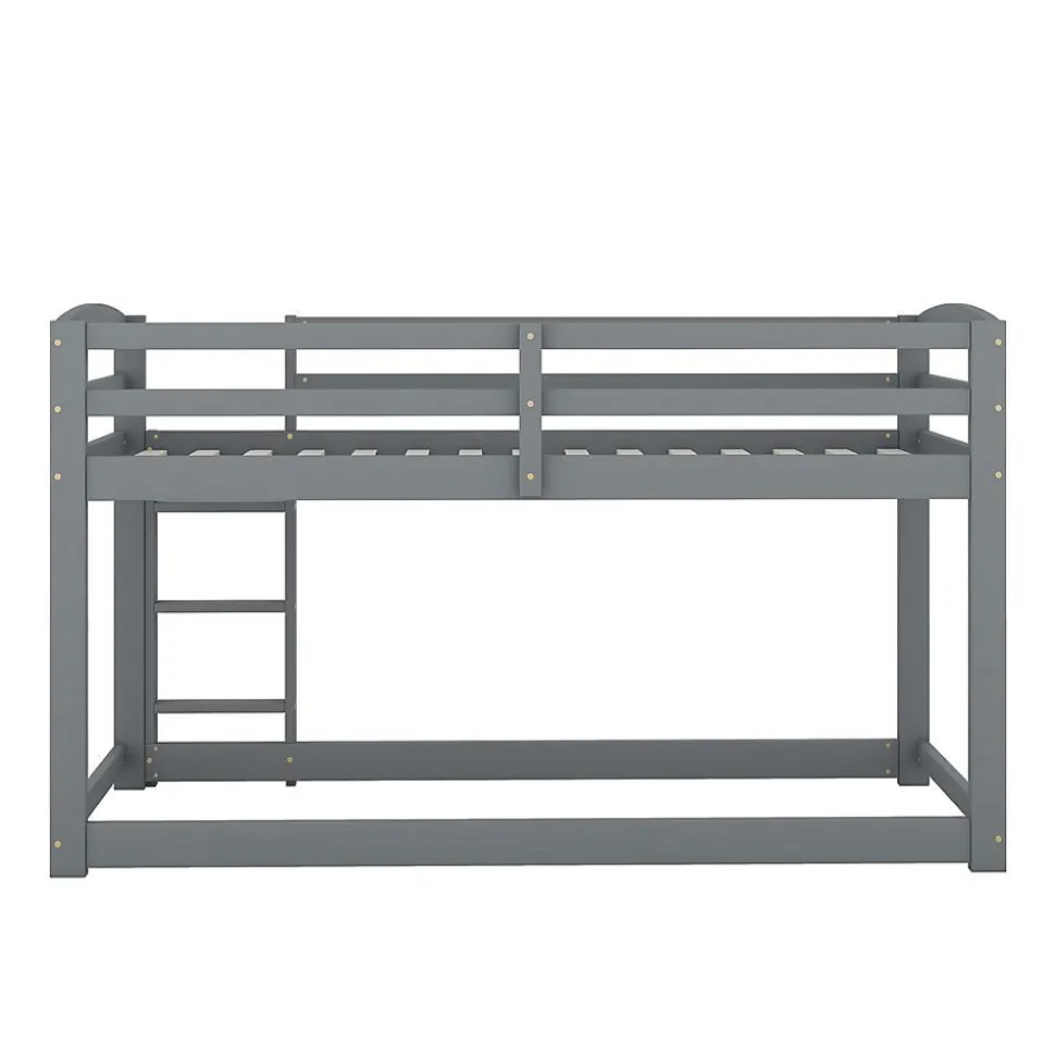 Lit Superposé Enfant 90X200Cm Pin Gris Blackcolors