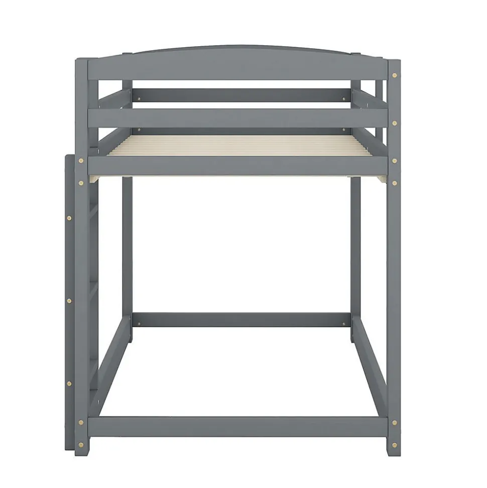 Lit Superposé Enfant 90X200Cm Pin Gris Blackcolors