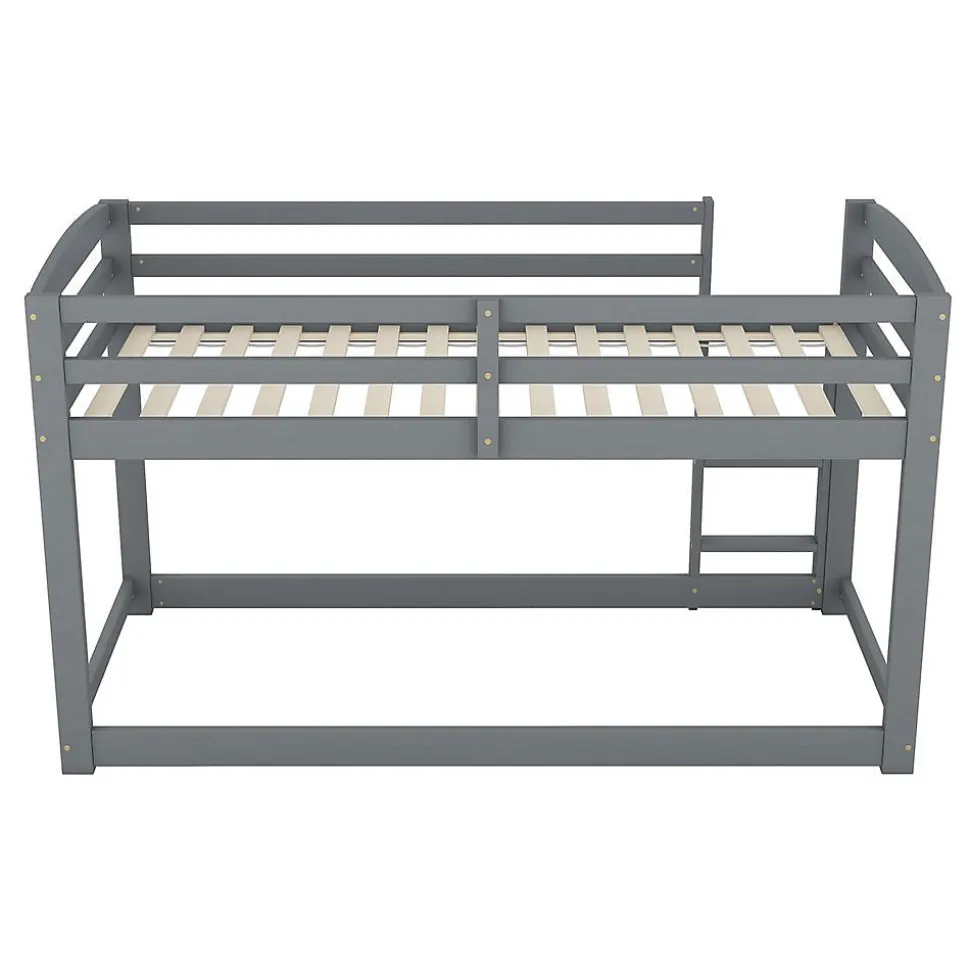 Lit Superposé Enfant 90X200Cm Pin Gris Blackcolors