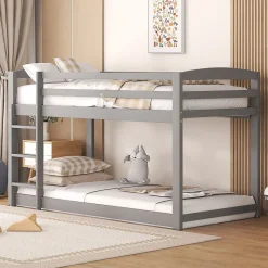 Lit Superposé Enfant 90X200Cm Pin Gris Blackcolors