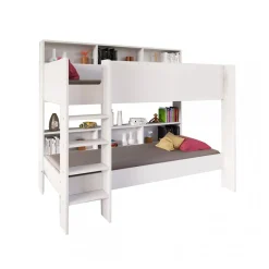 Lit superposé LUCKY 90x190 + 2 sommiers / Blanc