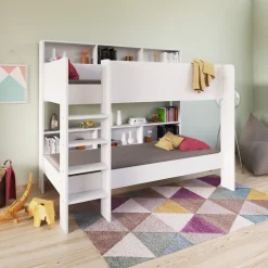 Lit superposé LUCKY 90x190 + 2 sommiers / Blanc